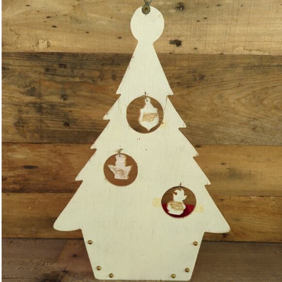 Vintage Holiday Mail Box Wooden Decorated Christmas Tree Card Holder - Picture 7 of 10